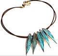 Verdigris Patina Leaves Solid Brass Necklace  | Elaine Coyne Jewelry | ECLP877n