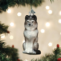 Sitting Wolf Glass Ornament | OWC12545
