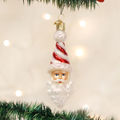 Peppermint Twist Santa Glass Ornament | OWC40269