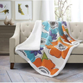 Vibrant Flower Sherpa Throw Blanket "Donatella"