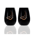 Halloween Bat Stemless Wine Glass Set of 2