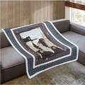 Three Bear Sherpa Throw Blanket "Unexpected Visitors"