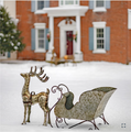 Large Galvanized Reindeer and Sleigh