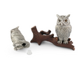 Sitting Owls on a Log Pewter Salt Pepper Shakers