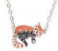 Silver Plate Handmade Enamel Red Panda Pendant Necklace 