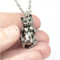 Silver Plate Handmade Cat Pendant Necklace