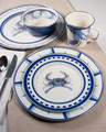 Set of 4 Blue Crab Enamel Ware Dinner Plates