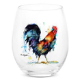 Set of 4 Rooster Stemless Wine Glasses