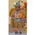 Tall Pumpkin Witch with Lighted Eyes and a Jack-O-Lantern Candy Holder 