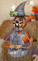 Pumpkin Witch with Lighted Eyes and Owl Candy Holder