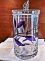 Purple Olive Leaves Mouth Blown Lead Free Crystal Vase With Lid | WOM-GD002F254