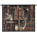 Cat Cotton Woven Tapestry Wall Art Hanging "Frederick The Literate" | PC801-WH