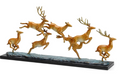 Brass and Marble Deer Sculpture "Leaping Deer Herd" 