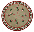 Hand Hooked Pine Cone and Candy Cane Rug | MICH342A 