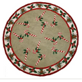 Hand Hooked Pine Cone and Candy Cane Rug | MICH342A 