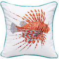 Heavily Embroidered Tropical Lionfish Indoor/Outdoor Pillow | GIIR775010007