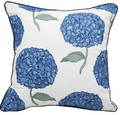 Hand Embroidered Blue Hydrangea Indoor/Outdoor Pillow | GIIR775020003