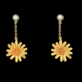 Golden Butter Daisy Pearl Post Drop Earrings | Nature Jewelry | SS3734BZ