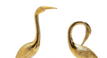 Set of 2 Crane Sculptures with Antiqued Gold Finish | TCVAL001-S2