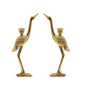 Set of 2 Crane Candle Holder with Antiqued Gold Finish | TCVAL002-S2