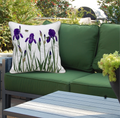 Hand Embroidered Purple Iris with Bees Indoor/Outdoor Pillow | GIIR775030036