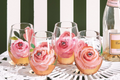 Set of 4 Handblown Hand Painted Rose Stemless Wine Glasses | TC52620