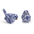 Set of 4 Chinoiserie Blue Robin Tabletop Sculptures | TC53971 