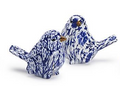 Set of 4 Chinoiserie Blue Robin Tabletop Sculptures | TC53971 