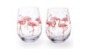  Set of 2 Flamingo Stemless Wine Glasses | TC54627