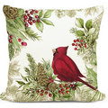Cardinals With Berries II Indoor Outdoor Pillow | MCSW2416