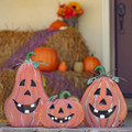 Set of 3 Metal Jack-O-Lantern Candleholder Decorations | ZLIZR090340 - Set