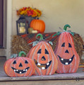 Set of 3 Metal Jack-O-Lantern Candleholder Decorations