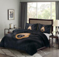 Black Bear Face Faux Mink Bedding Set