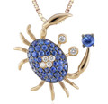  Blue Sapphire Crab Pendant Necklace in Yellow Gold | HTSSCP-36097/ BSD)