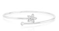 White Gold Marquise Diamond Flower Bangle Bracelet