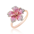 Rose Gold Hibiscus Sapphire Ring | HTSFHR-35709
