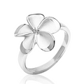 Sterling Silver Diamond Center Plumeria Ring | HTSPSR-13273