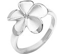 Sterling Silver Diamond Center Plumeria Ring | HTSPSR-13273