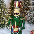 59" Tall Iron Christmas Green Nutcracker Holding Drum