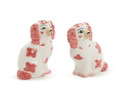 Hand Painted Pink and White Staffordshire Dog Salt and Pepper Shaker Set | TC54780