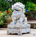 Set of 2 Magnesium Foo Dog Statues in Antique Grey | ZLIZR617270-GYS