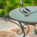 23" Tall Iron Birdbath with Bird Details & Porcelain Accent Bronze Finish | ZLIZR180891-BZ