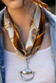 Snaffle and Chain 100% Silk Scarf with choice of Gold or Silver Metal Horse-Bit | EKDSnaffleandChain