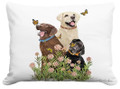Lab Trio with Butterfiles Indoor Outdoor Pillow | MCMLT2609