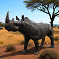 57.5" Tall Large Rhinoceros Iron Garden Statue | ZLIZR124427