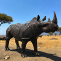 57.5" Tall Large Rhinoceros Iron Garden Statue | ZLIZR124427