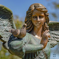 46" Tall Magnesium Angel Statue with Bird in Antique Bronze | ZLIZR343346-BZ