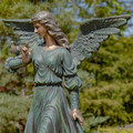 46" Tall Magnesium Angel Statue with Bird in Antique Bronze | ZLIZR343346-BZ