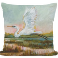 Flying Serene Egret Indoor Outdoor Pillow | MCSW2626