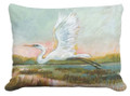 Flying Serene Egret Indoor Outdoor Pillow | MCSW2626